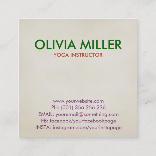 Yoga Gestern und Heute Quadratische Visitenkarte (Rückseite)