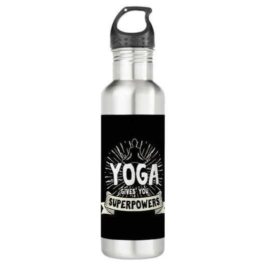 Yoga gibt dir ein Geschenk für die Supermacht Edelstahlflasche (Vorderseite)