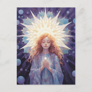 Yoga Girl Crystals Blue Lila Postkarte