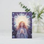 Yoga Girl Crystals Blue Lila Postkarte (Stehend Vorderseite)