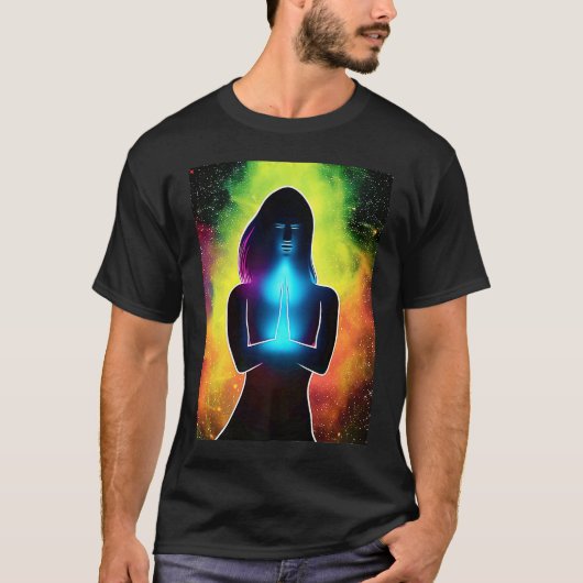 Yoga Girl Female Sun Salutation Meditation Chakra T-Shirt (Vorderseite)