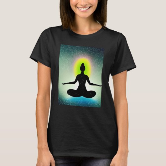 Yoga Girl Female Sun Salutation Meditation Chakra T-Shirt (Vorderseite)