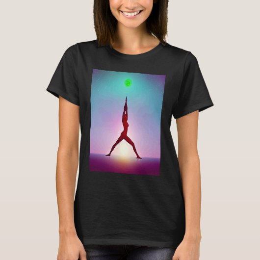 Yoga Girl Female Sun Salutation Meditation Chakra T-Shirt (Vorderseite)
