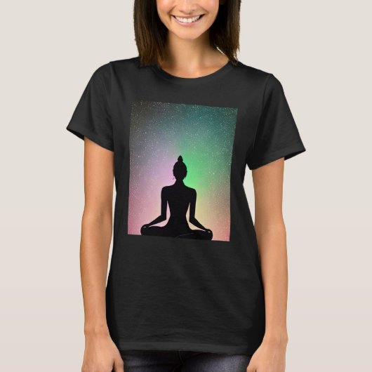 Yoga Girl Female Sun Salutation Meditation Chakra T-Shirt (Vorderseite)
