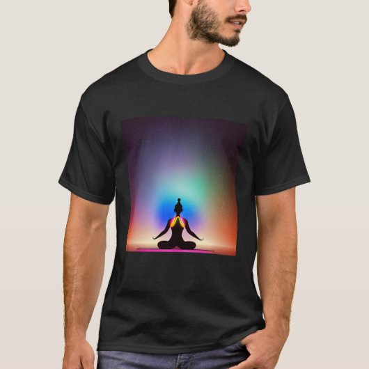Yoga Girl Female Sun Salutation Meditation Chakra T-Shirt (Vorderseite)