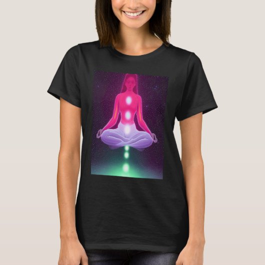 Yoga Girl Female Sun Salutation Meditation Chakra  T-Shirt (Vorderseite)
