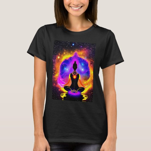 Yoga Girl Female Sun Salutation Meditation Chakra T-Shirt (Vorderseite)