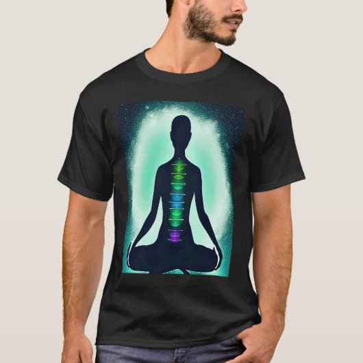 Yoga Girl Female Sun Salutation Meditation Chakra T-Shirt (Vorderseite)