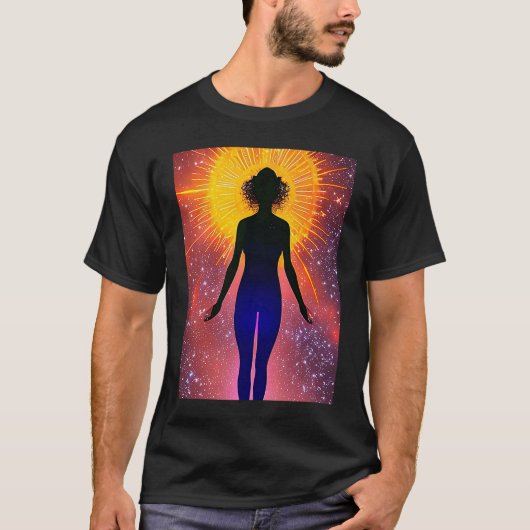 Yoga Girl Female Sun Salutation Meditation Chakra T-Shirt (Vorderseite)
