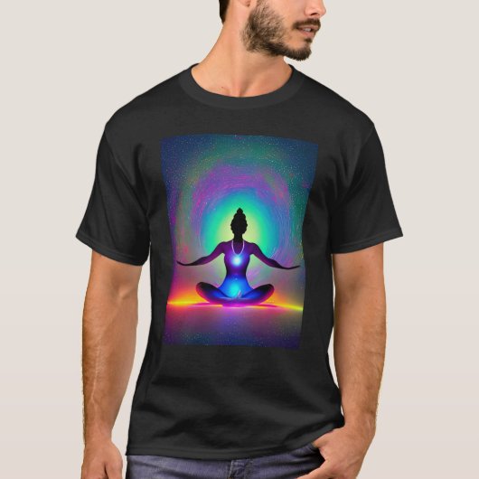 Yoga Girl Female Sun Salutation Meditation Chakra T-Shirt (Vorderseite)