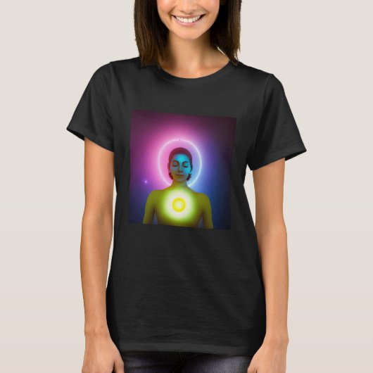 Yoga Girl Female Sun Salutation Meditation Chakra T-Shirt (Vorderseite)