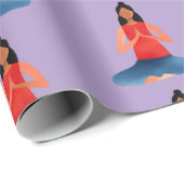 Yoga Girl Meditation Namaste Geschenkpapier (Rolleneckpunkt)