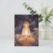 Yoga Girl meditieren, Dreamy Star Clouds Celestial Postkarte (Stehend Vorderseite)