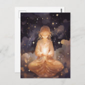 Yoga Girl meditieren, Dreamy Star Clouds Celestial Postkarte (Vorne/Hinten)