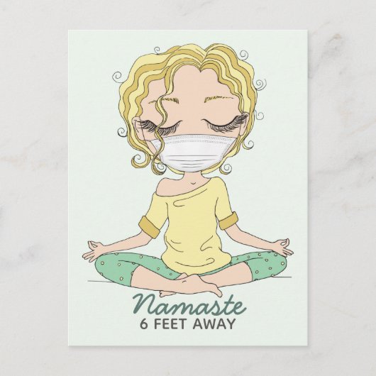 Yoga Girl Namaste 6 Meter entfernt Postkarte (Vorderseite)