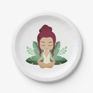 Yoga Girl ruhige Wellness Erlebnis Achtsamkeit Kun Pappteller