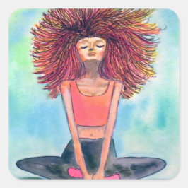 Yoga Girl Serenity Art Quadratischer Aufkleber