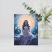 Yoga Girl vermitteln, Kristalle Dreamy Blue Gold Postkarte (Stehend Vorderseite)