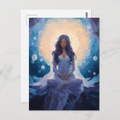 Yoga Girl vermitteln, Kristalle Dreamy Blue Gold Postkarte (Vorne/Hinten)