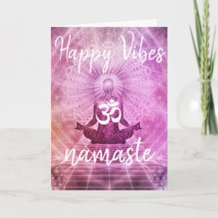 Yoga Gluckliche Schwingungen Namaste Om Gruss Karte Karte Zazzle De