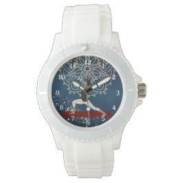 Yoga Gold, Blau und Rot Mandala Meditation Armbanduhr