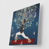 Yoga Gold, Blau und Rot Mandala Meditation Quadratische Wanduhr (Winkel)