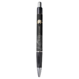 Yoga Gold Lotus Blume Black Floral Kugelschreiber