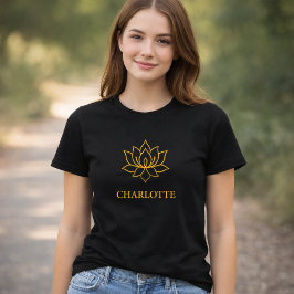Yoga Gold Lotus-Blume Name schwarz T-Shirt