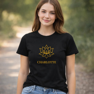 Yoga Gold Lotus-Blume Name schwarz T-Shirt