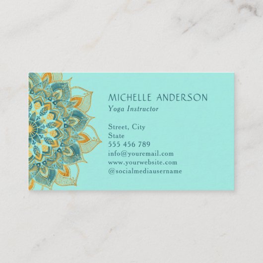 Yoga Gold Mandala Visitenkarte (Rückseite)