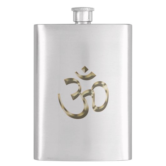 Yoga gold metallic Om Hindu Buddhist Symbol modern Flachmann (Vorderseite)