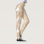 Yoga (Gold und White Boho Mandala) Leggings (Rechts)