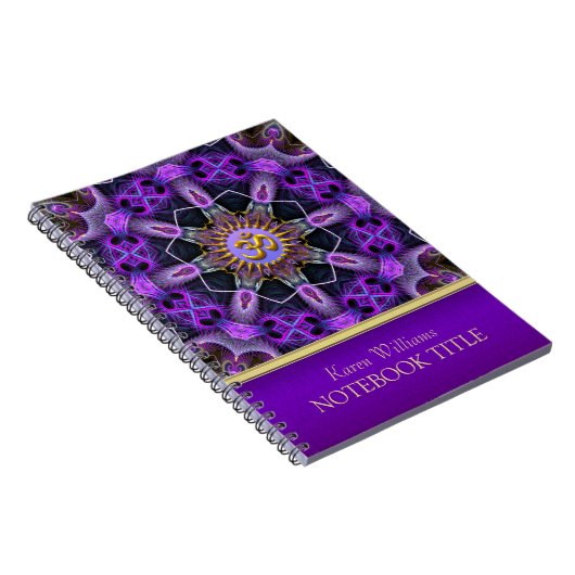 Yoga Golden Om Lila Fraktal Mandala Notebook Notizblock (Rechte Seite)