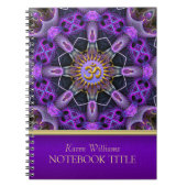 Yoga Golden Om Lila Fraktal Mandala Notebook Notizblock (Vorderseite)