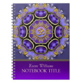 Yoga Golden Om Lila Fraktal Mandala Notebook Notizblock (Vorderseite)