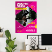 Yoga Gym Classes Girly Pink Modernes Marketing Fot Poster (Heimbüro)
