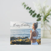 Yoga Happy Birthday Card Postkarte (Stehend Vorderseite)