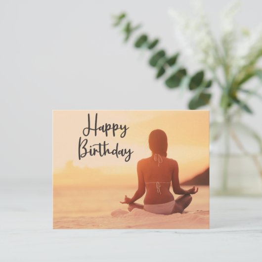 Yoga Happy Birthday Card Postkarte (Stehend Vorderseite)