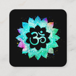 *~* Yoga Healer Lotus Blume Mandala Om Om Symbol Quadratische Visitenkarte