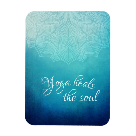 Yoga heilt den Soul-Text mit Blue Mandala Magnet (Vertikal)