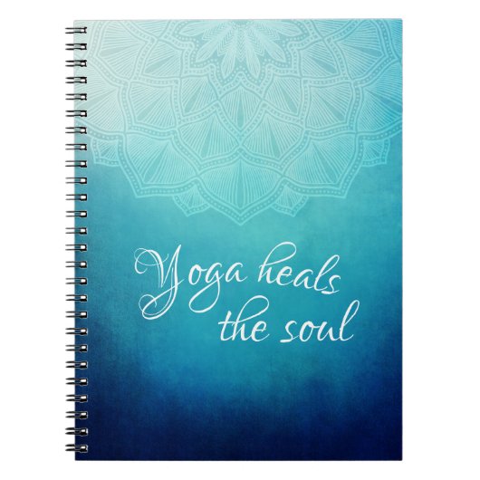 Yoga heilt den Soul-Text mit Blue Mandala Notizblock (Vorderseite)
