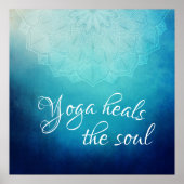 Yoga heilt den Soul-Text mit Blue Mandala Poster (Vorne)