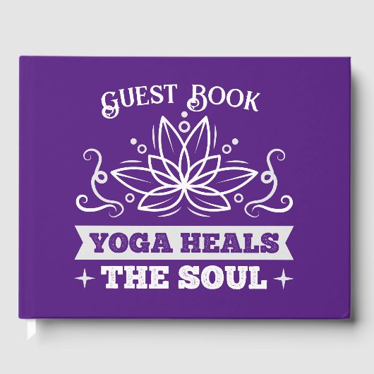 Yoga heilt die Soul Quote Lotus Blume Lila Gästebuch (Vorderseite)