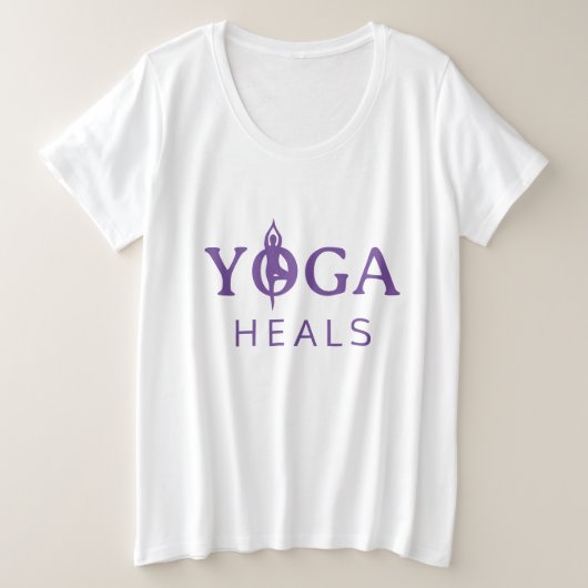 Yoga Heilung plus Größe zu Shirt mit Pose Silhouet (Design vorne)