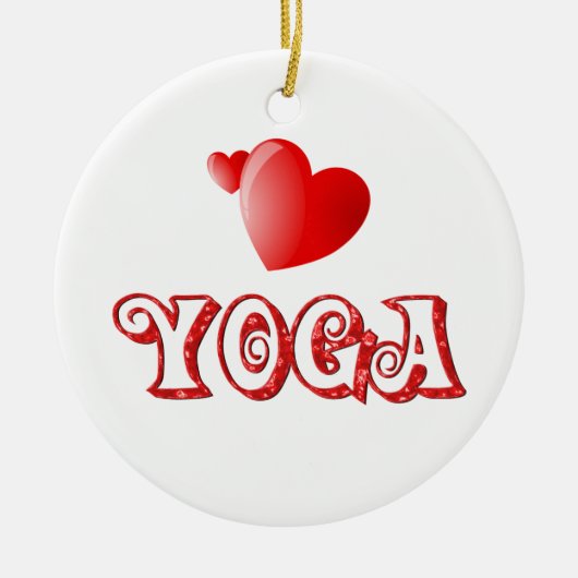 Yoga-Herzen Keramik Ornament (Vorne)