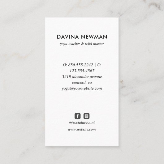 Yoga Holistic Coach Visitenkarte (Rückseite)