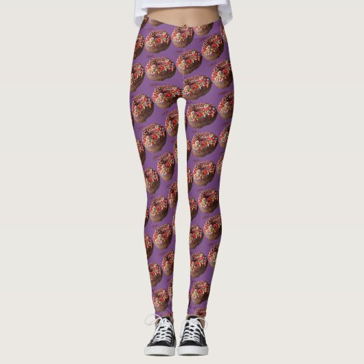 Yoga-Hosen-Schokolade besprühen Krapfen-Muster Leggings (Vorderseite)