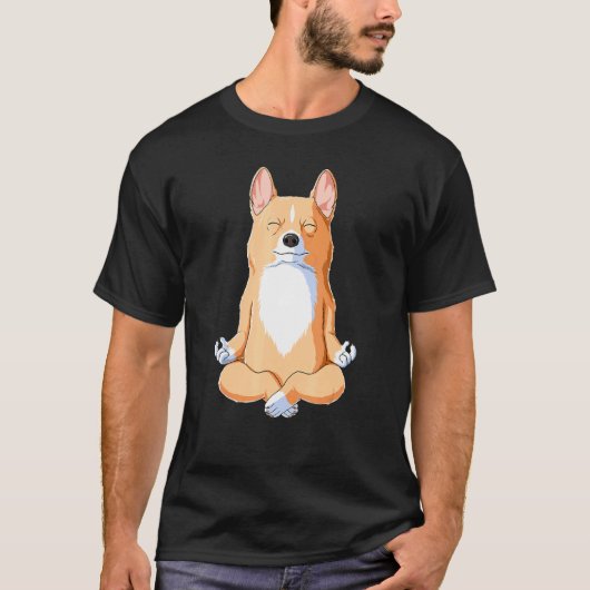 Yoga-Hund Corgi T-Shirt (Vorderseite)