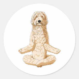 Yoga Hund Labradoodle Runder Aufkleber