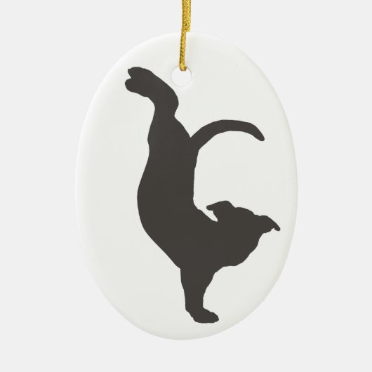 Yoga-HundPitbull Silhouette Keramikornament (Vorne)